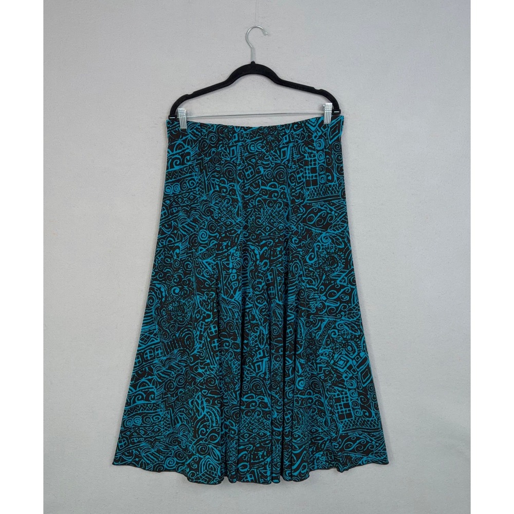 Chico's Skirt Set Womens 3 Teal Abstract Geometric 2 Piece Wrap Top Maxi Boho - Picture 4 of 13